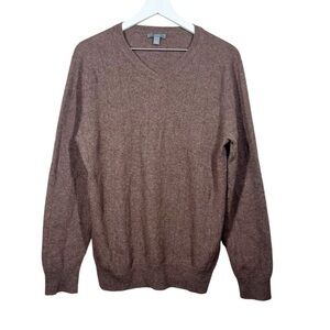 Apt. 9 Womens Brown Vneck 100% Cashmere Long Sleeve Sweater Size Large